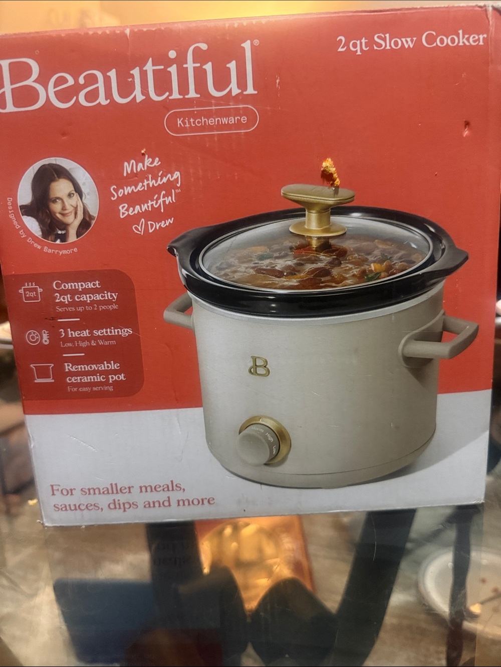 2-Quart Slow Cooker in Cream with Gold Accents